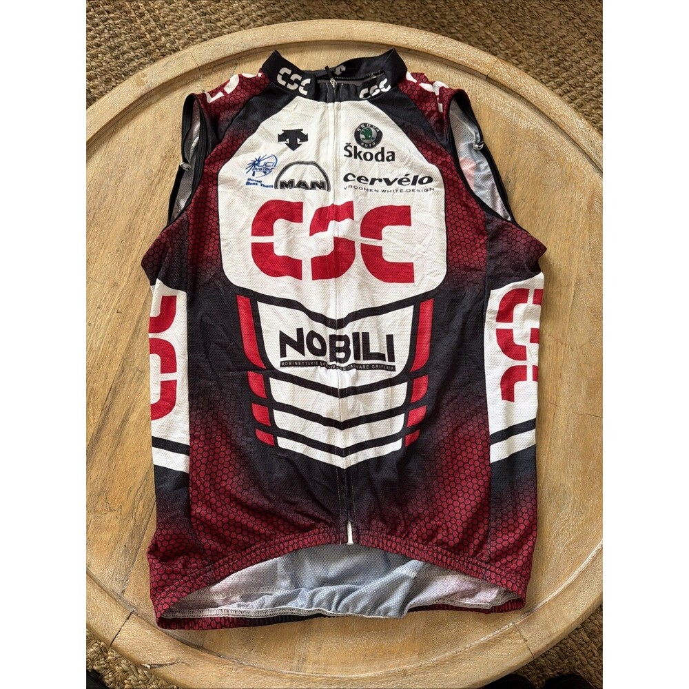 CSC Nobili Descente Logo Jersey Cycling Vest Black Red White Size Large